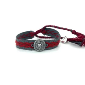 Pulsera Trenzada vino con gris