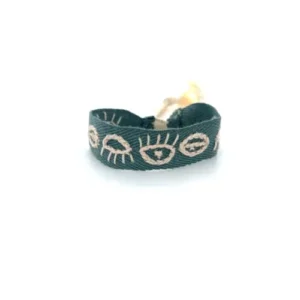 Pulsera Ojos bordados turquesa